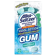 Alka-Seltzer Extra Strength Cool Action Heartburn Relief Gum, 16 Each