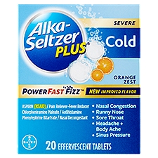 Alka-Seltzer Plus Severe Cold PowerFast Fizz Orange Zest Effervestcent Tablets, 20 count''