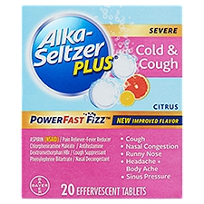 Alka-Seltzer Plus PowerFast Fizz Severe Cold & Cough Citrus Effervescent Tablets, 20 count