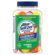 Alka-Seltzer Chewable Tablets, Extra Strength Heartburn ReliefChews Assorted Fruit, 66 Each
