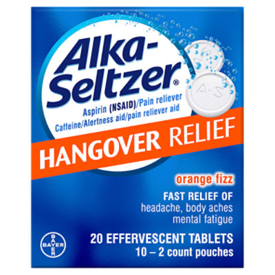 AlkaSeltzer Orange Fizz Hangover Relief Effervescent Tablets, 2 count