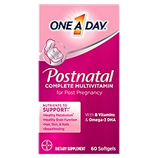 One A Day Postnatal Complete Multivitamin for Post Pregnancy Dietary Supplement, 60 count