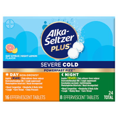 Alka-Seltzer Plus PowerFast Fizz Severe Cold Effervescent Tablets, 24 count, 24 Each