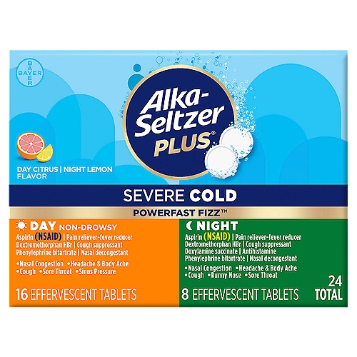 Alka-Seltzer Plus PowerFast Fizz Severe Cold Effervescent Tablets, 24 count