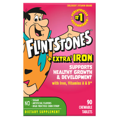 Flintstones +Extra Iron Multivitamin Chewables Dietary Supplement, 90 count, 90 Each