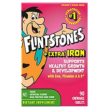 Flintstones +Extra Iron Multivitamin Chewables Dietary Supplement, 90 count, 90 Each