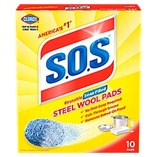 S.O.S Reusable Soap Filled Steel, Wool Pads, 10 Each