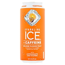 Sparkling Ice + Caffeine Orange Passion Fruit Sparkling Water, 16 Fluid ounce