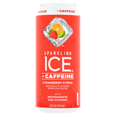 Sparkling Ice + Caffeine Strawberry Citrus Naturally Flavored Sparkling Water, 16 fl oz