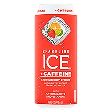 Sparkling Ice + Caffeine Strawberry Citrus Naturally Flavored, Sparkling Water, 16 Fluid ounce
