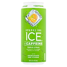 Sparkling Ice + Caffeine Triple Citrus Naturally Flavored, Sparkling Water, 16 Fluid ounce