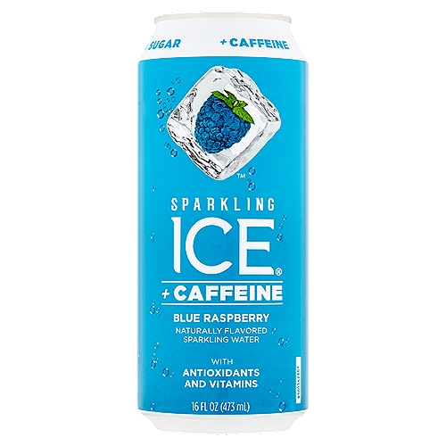 Sparkling Ice + Caffeine Blue Raspberry Naturally Flavored Sparkling Water, 16 fl oz