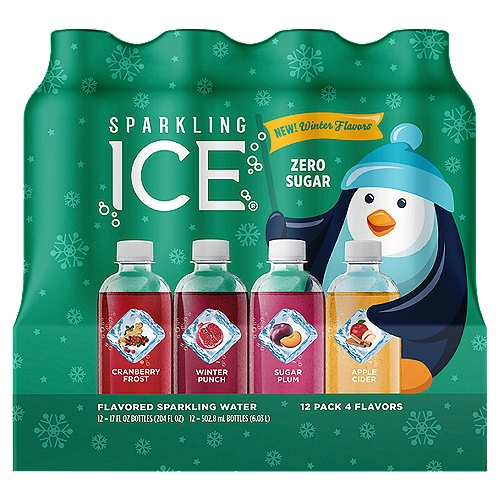 Sparkling Ice Zero Sugar Winter Flavors Flavored Sparkling Water, 17 fl oz, 12 count
