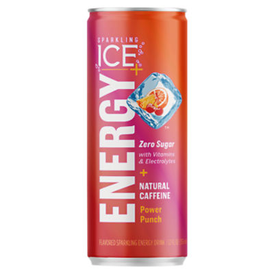 Sparkling Ice +Energy Zero Sugar Power Punch Flavored Sparkling Energy Drink, 12 fl oz