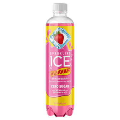 Sparkling Ice Starburst Zero Sugar Strawberry Flavored Sparkling Water, 17 fl oz