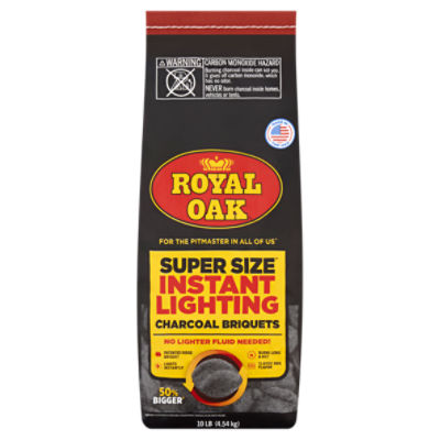 Royal Oak Super Size Instant Lighting Charcoal Briquets, 10 lb The