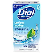 Dial Complete Spring Water Antibacterial Deodorant Bar Soap, 4 oz, 8 count, 32 Ounce