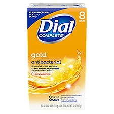 Dial Complete Gold Antibacterial Deodorant Bar Soap, 4 oz, 8 count, 32 Ounce