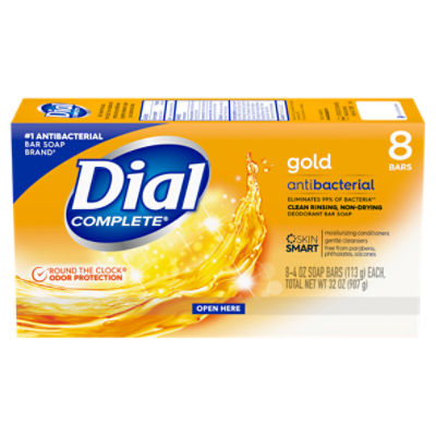 Dial Complete Gold Antibacterial Deodorant Bar Soap 4 oz 8 count