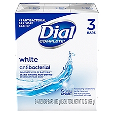 Dial Complete White Antibacterial Bar Soap, 4 oz, 3 count, 13.5 Ounce