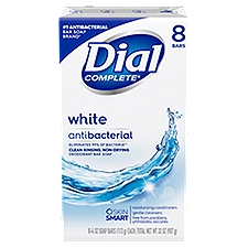 Dial Complete White Antibacterial Deodorant Bar Soap, 4 oz, 8 count, 32 Ounce