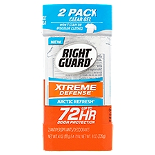 Right Guard Xtreme Defense Arctic Refresh Clear Gel Antiperspirants/Deodorants, 4 oz, 2 count