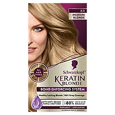Schwarzkopf Keratin Color Haircolor, Silky Blonde 8.0 Permanent, 6 Each