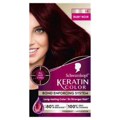 Schwarzkopf Keratin Color 1.8 Ruby Noir Permanent Haircolor, 1 application