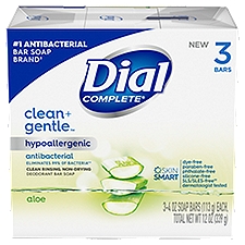 Dial Complete Clean + Gentle Aloe Antibacterial, Bar Soap , 12 Ounce