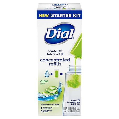 Dial Foaming Hand Wash Concentrated Refill Starter Kit, Aloe-scented, 3 pack, 2.52 fl oz