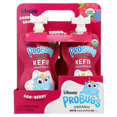 Lifeway Probugs Organic Goo Berry Kefir, 3.5 fl oz, 4 count