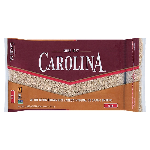 Carolina Natural Whole Grain Brown Rice, 5 lbs