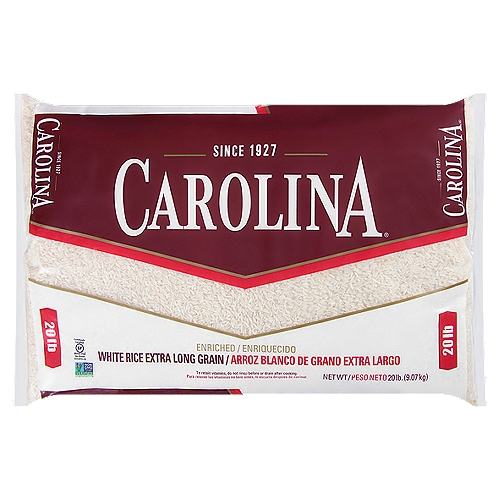 Carolina Enriched Extra Long Grain White Rice 20 lb Bag