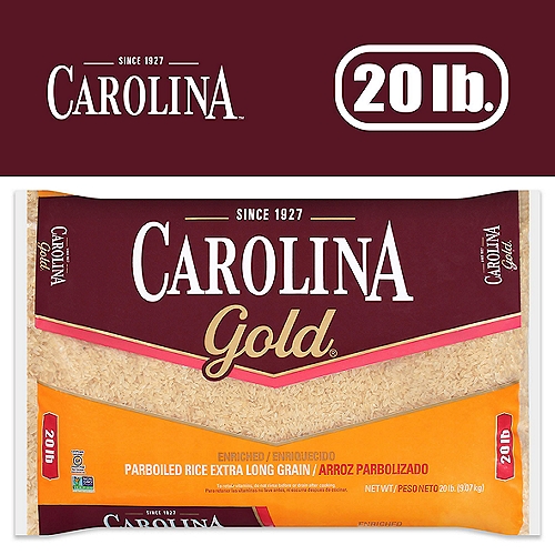 Carolina Gold Extra-Long Grain Parboiled White Rice, Gluten-Free, 20 lb
