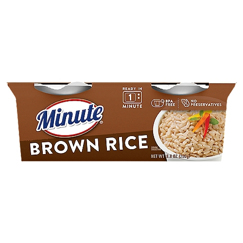 Minute Brown Rice, 8.8 oz
Good source of fiber*
*Contains 3 Gram of Total Fat per Serving.