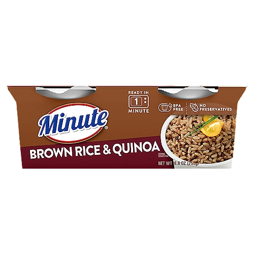 Minute Brown Rice & Quinoa, 8.8 oz
Good source of fiber*
*Contains 4 Gram of Total Fat per Serving. See Nutrition Information for Fat Content.