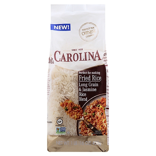 Carolina Long Grain & Jasmine Rice Blend, 1 lb
Perfect Carolina® Rice for every recipe!
Trust Carolina® to cook right every time.

Carolina® Rice helps you select the right rice grain for your favorite authentic recipes. We put our heart and soul into giving you and your family delicious tasting products and using Non-GMO Project Verified quality rice. Each bag of Carolina® Long Grain & Jasmine Rice Blend gives you the texture, taste and best rice grain length to cook a delicious recipe, like fried rice or other favorite Chinese cuisines, for you and your family.