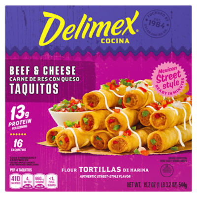 Delimex Beef & Cheese Taquitos Frozen Snacks, 16 ct Box