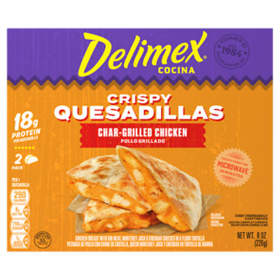 Delimex Char-Grilled Chicken Crispy Quesadillas, 2 count, 8 oz