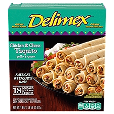 Delimex Chicken & Cheese Large Flour Taquitos Frozen Snacks, 18 ct Box, 1.35 Pound