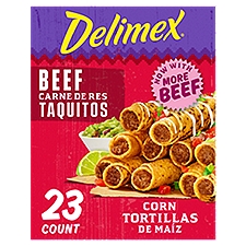 Delimex Beef Corn Taquitos Frozen Snacks, 23 ct Box