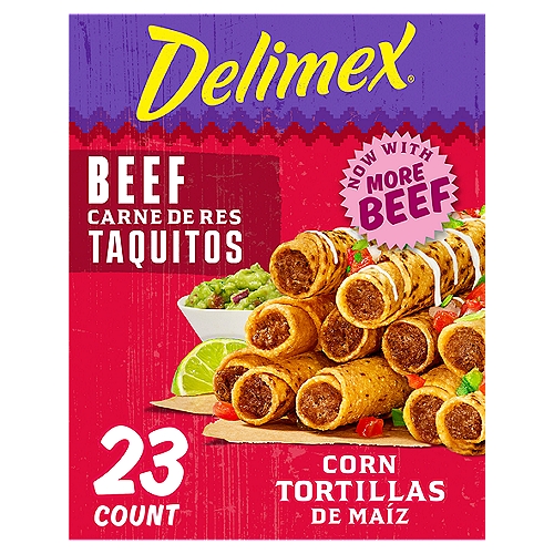 Delimex Beef Corn Taquitos Frozen Snacks, 23 ct Box