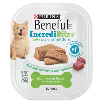 Purina Beneful IncrediBites Filet Mignon Flavor in Savory Gravy Dog Food, 3.5 oz