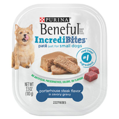 Purina Beneful IncrediBites Porterhouse Steak Flavor in Savory Gravy Dog Food, 3.5 oz