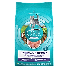 Purina ONE +Plus Hairball Formula Adult Cat Food, 56 oz
