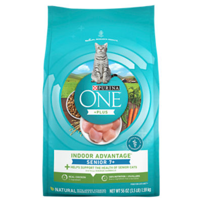 Purina ONE High Protein, Natural Senior Dry Cat Food, Indoor Advantage Senior+ - 3.5 lb. Bag