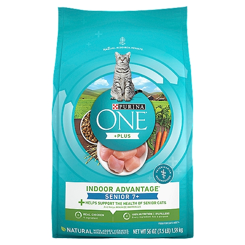 Purina ONE High Protein, Natural Senior Dry Cat Food, Indoor Advantage Senior+ - 3.5 lb. Bag