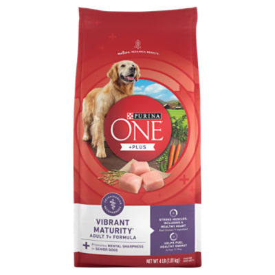 Purina ONE +Plus Vibrant Maturity Adult Food for Dogs, Age 7+, 4 lb