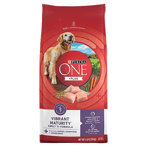 Purina ONE +Plus Vibrant Maturity Adult Food for Dogs, Age 7+, 4 lb