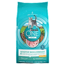 Purina ONE Sensitive Stomach, Sensitive Skin, Natural Dry Cat Food, +Plus - 7 lb. Bag